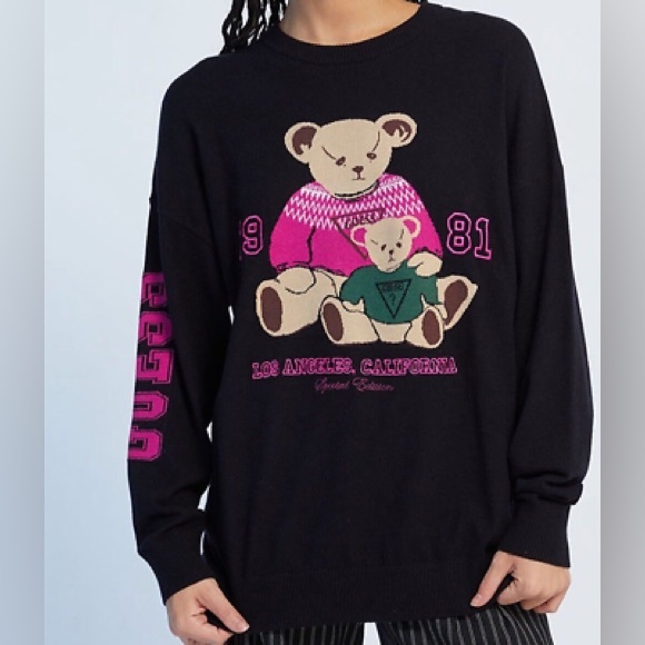 Guess Sweaters - GUESS Originals Colleen Bear Knit Sweater Black Embroidered | New w/ Tags